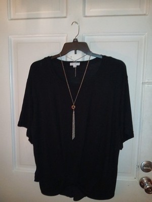 Ophelia Roe Women's Lightweight Blk SS Pullover Blouse Sz 1X