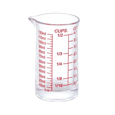 4oz Heavy Glass Shot Measuring Cup with V-Shaped Spout - Red Line