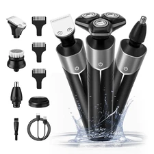 Electric Razor for Men,5-In-1 Multi-Function Rechargeable Electric Shaver with H