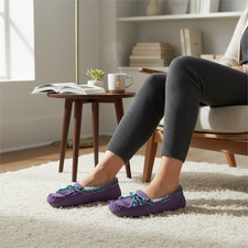 UGG Dakota Moccasins Womens 6 Purple Reign Suede Slippers