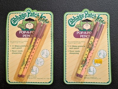 NEW 1984 Cabbage Patch Kids Pop-A-Point Pencil Sets Panosh Palace Butterfly 