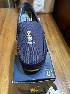 POLO RALPH LAUREN Women's Dezi Bear Memory Foam Slipper Navy Blue 10 NEW w/Box