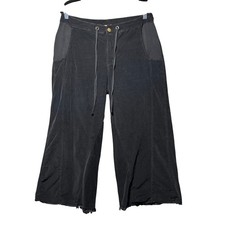 XCVI Wearables Black Wide Leg Crop Pants Raw Hem Casual Womens M