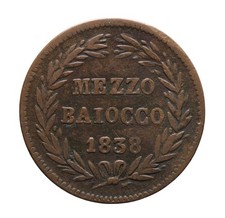 DN - Stato Pontificio - 1/2 baiocco 1838 - Gregorio XVI -  13912
