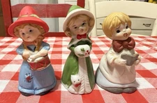 Vtg. JASCO Porcelain Girl & Boy Collector Bell Set (QTY.3)