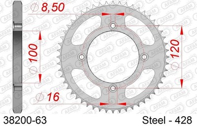 Kettenrad AFAM 38200-63 für BETA RR 125 Motard Enduro