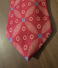 Burberrys of London Silk Red Graphic Repp Tie Hand Sewn in USA Artsy Classic