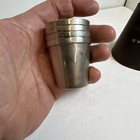 4 Silver Metal Brass-Lined Stacking Cups Shot Glass w/Leather Case Germany   — photo 8