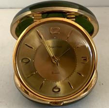 Vintage Tokyo Clock 2 Jewel Wind Up Travel Alarm Clock Green Case Japan Works