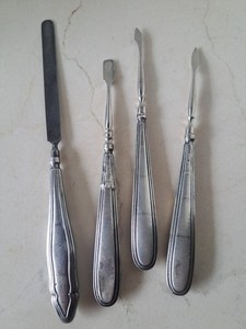 ANTIQUE 800 SILVER MANICURE Set of 4 TOOLS STAMPED SIGNED HB HALLMARK 