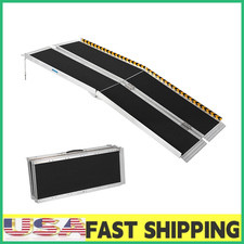 600LB Portable Folding Wheelchair Non-Slip Aluminum Threshold Ramp 6/7/8/9/10FT