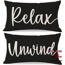 Decorative Throw Pillow Covers 12x20 Inch Set of 2 20" x 12" Pack of 2 Black