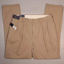 Polo Ralph Lauren Ethan Pant Pleated Tan Khaki Cotton Chino Mens 36x34 NEW