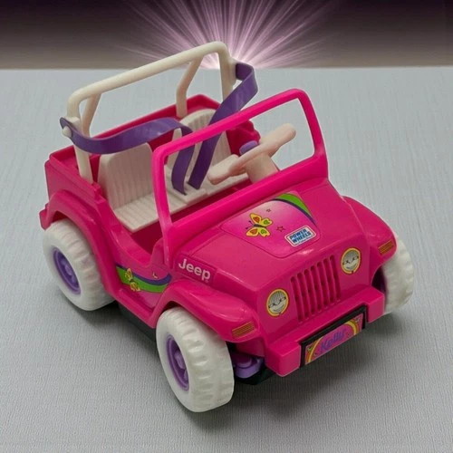 Vintage Barbie Kelly Power Wheels Jeep Pink Toy Car Mattel 1999 Working