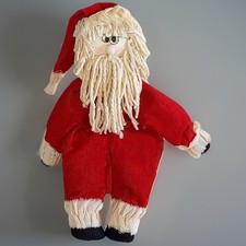 Vintage Folk Art Handmade Rag Doll Christmas Santa Claus Shelf Sitter Decor 15