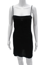 Dolce & Gabbana Womens Slip Dress Black Square Neck Sleeveless Short Size 40
