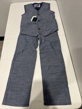 Andy  Evan Boy's Blue Chambray Vest  Pants - 2 PC Set