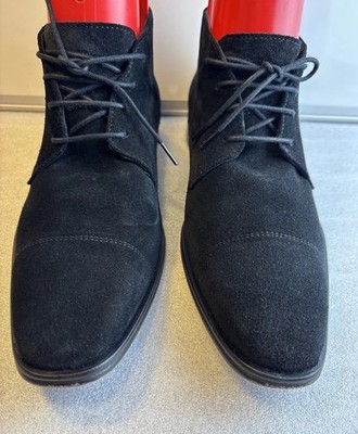 Minelli Black Suede Round Toe Lace Boots   Men's Size 42  US 9