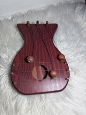 Etz O Pali Hand Carved Wood Door Harp Musical Instrument, Natural Finish, Brown