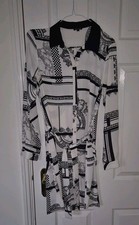 Gorgeous Monochrome River Island Long Sleeve Shirt Dress Size 10