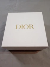 Dior Empty Box 8.5 x 8.5 x 4 Inch White Textured Gold Logo Shredded Tissue