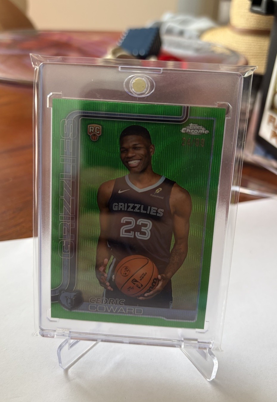2025-26 Topps Chrome Cedric Coward Green Wave /99 RC #261 Rookie Grizzlies