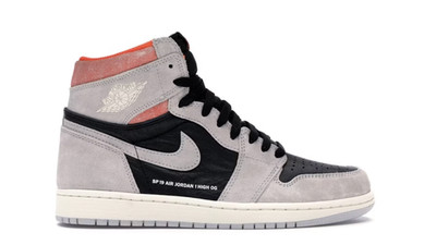 Jordan 1 Retro High Neutral Grey Hyper Crimson Size 9.5, DS BRAND NEW NO BOX