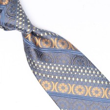 Robert Talbott Best of Class Silk Necktie Mens Platinum Blue Gold White Tie USA