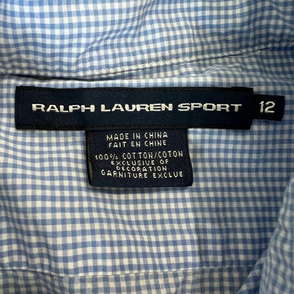 Girls Ralph Lauren Light Blue & White Striped Short Sleeve Slim Fit Button-Up Sh - Image 2 of 4