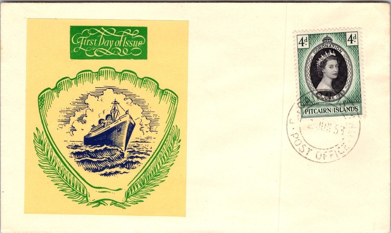 1953 British Pitcairn Islands Queen Elizabeth Coronation FDI Cover