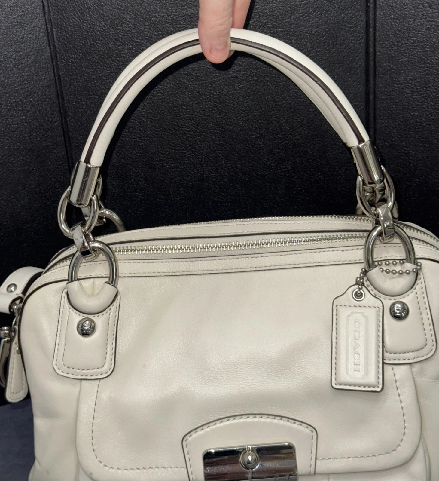 BORSA COACH KRISTIN SIGNATURE TUTTA PELLE BIANCA F22304