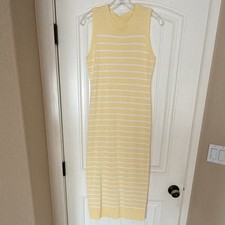 SHEIN Striped Yellow White Sleeveless Dress Size S