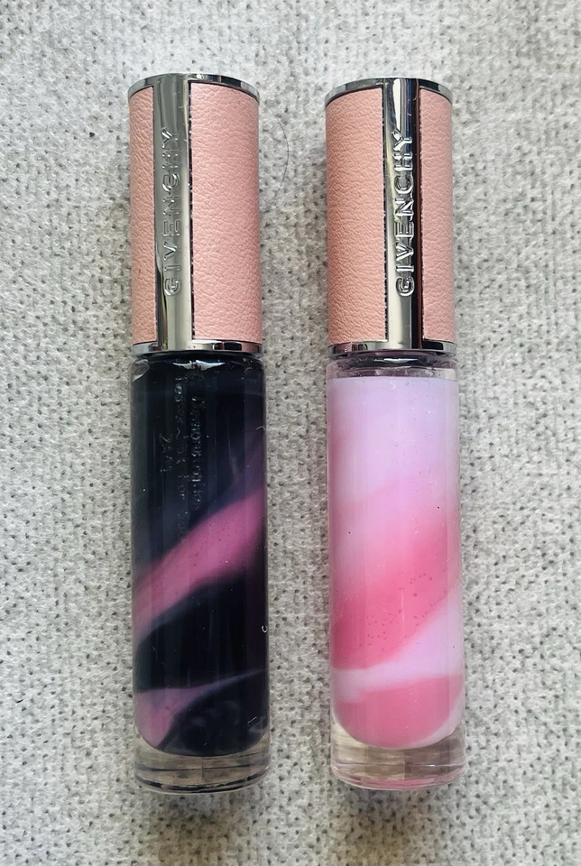Givenchy Rose Perfecto 2 X Liquid Balm Lip Glosses 011 Black 001 Pink Hydrating - Image 3 of 4