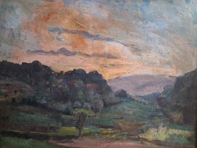 altes Ölgemälde " Abendstimmung im Taller Grund " - Talle - Bild 1 von 4