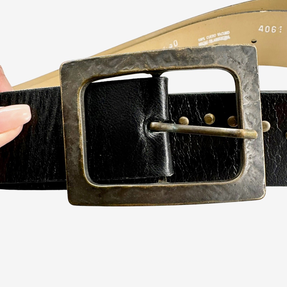 Wave 100% Leather Rivet studded western boho Belt made in Argentina sz large WIDE STUDDED WESTERN BELT | BLACK001 - GOOD AMERICAN main image 4