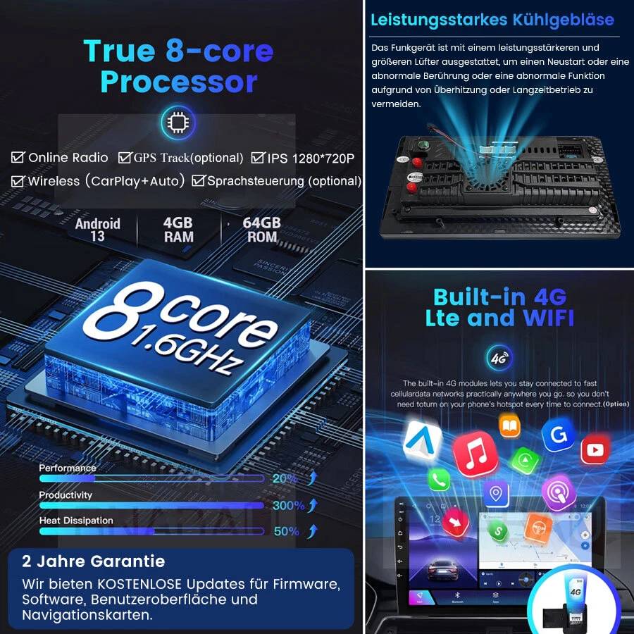 Für VW Passat B8 2015-2021 Android 13 Autoradio 8-Kern 4+64GB Carplay Navi DAB+ - Bild 2 von 4