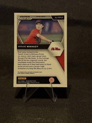 Selecciones del draft Panini Prizm 2021 - Pink Velocity Prizm #PDP58 Doug Nikhazy (RC) - Imagen 2 de 2