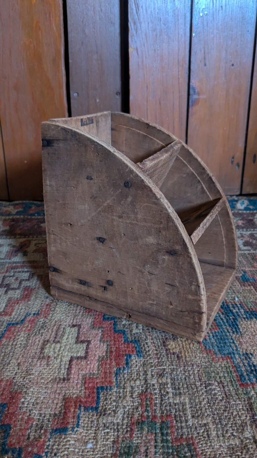 Rare Antique Early Primitive Wood Handmade General Store Bag Holder 7.5