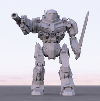 Black Knight Clan Buster MWO-Style - 3D Printed Battletech Miniature