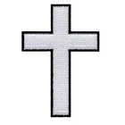 CHRISTIAN CROSS iron-on PATCH embroidered WHITE BLACK CRUCIFIX JESUS BIKER new