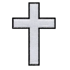 CHRISTIAN CROSS iron-on PATCH embroidered WHITE BLACK CRUCIFIX JESUS BIKER new 