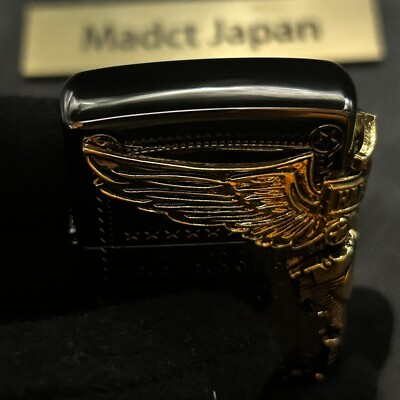 Zippo Harley Davidson HDP-48 Eagle 3 Side Metal Lighter Black Gold
