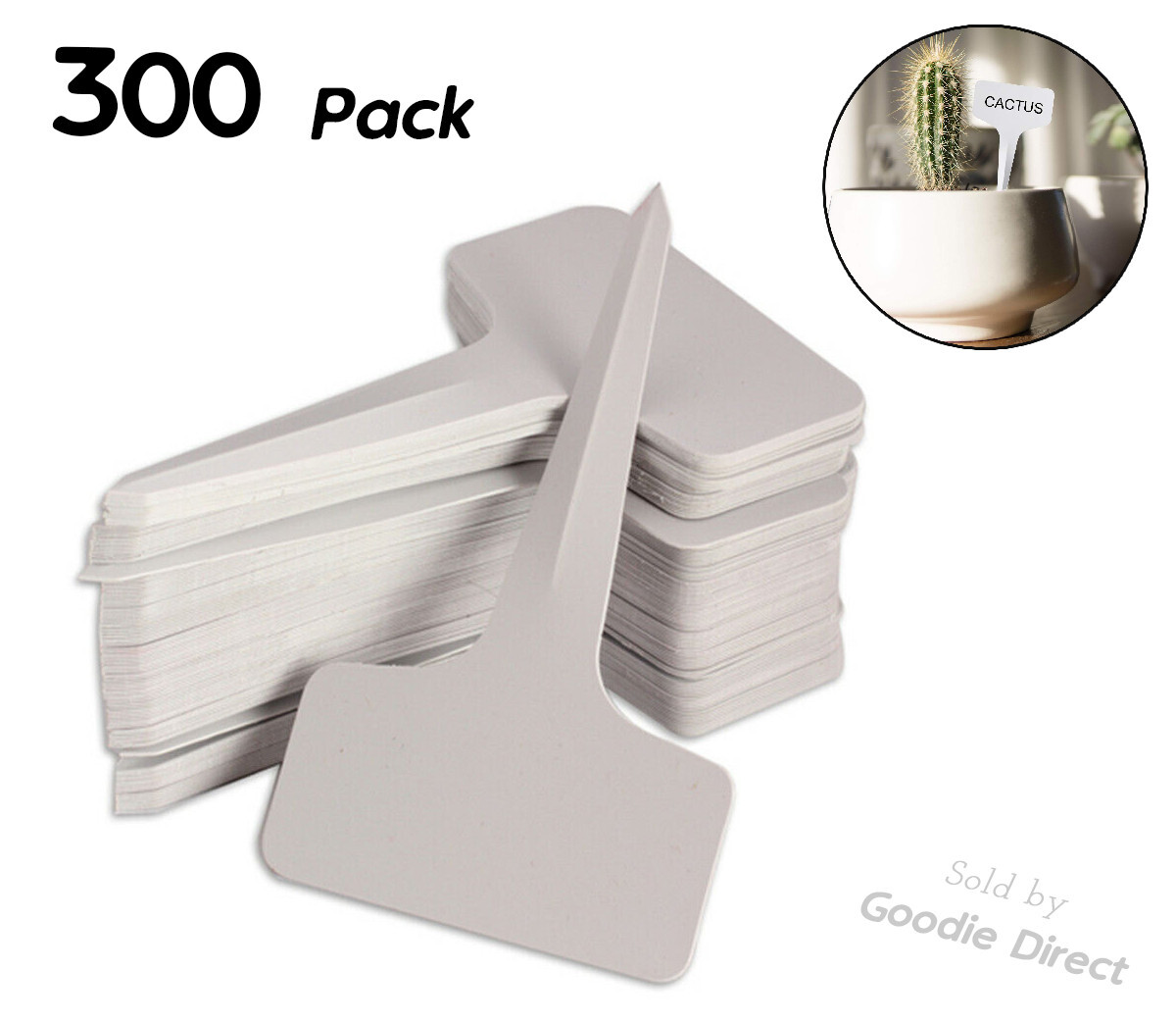 Pack of 300 T-Shape Plastic Plant Labels Markers Stakes Waterproof 10cm Garden