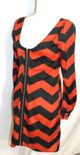 MY STORY Orange and Black Woman Dress Size Small Sheath 3/4 Sleeve Full Zipper