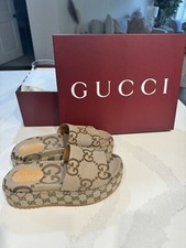 NEW Gucci Angelina Maxi GG Logo Women's Platform Slide Sandals Size 8.5/ 38.5