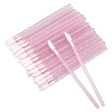 50x Disposable Crystal Glitter Lip Brush Lip Wands Applicator Makeup Tool Pink 