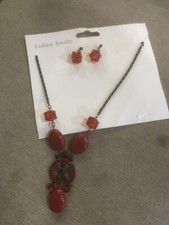 Red Earring Necklace Set