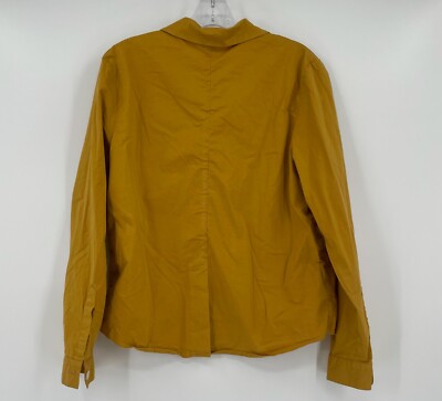 QL2 Womens Mustard Yellow Collared Long Sleeve Button Top Sz