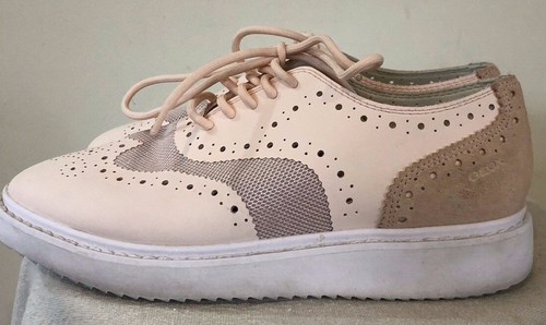 Mujer Geox Respira Tomillo Con Cordones Rosa Pálido Oxford Tenis/Zapatos Talla 6 - Imagen 6 de 12