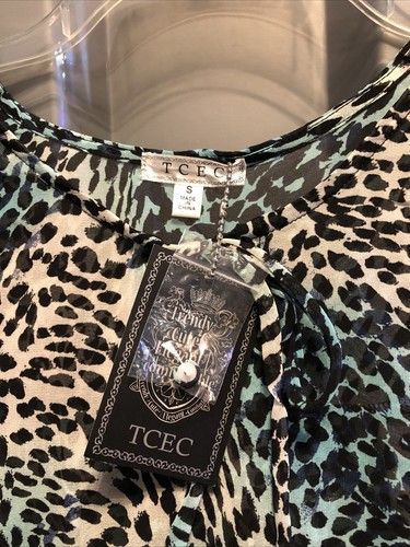 TCEC womens semi sheer animal print 3/4 sleeve shirt size small - Picture 2 of 4